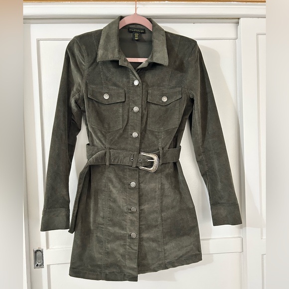 House of Harlow 1960 Jackets & Blazers - House of Harlow 1960 Olive Suede Belted Trench Coat